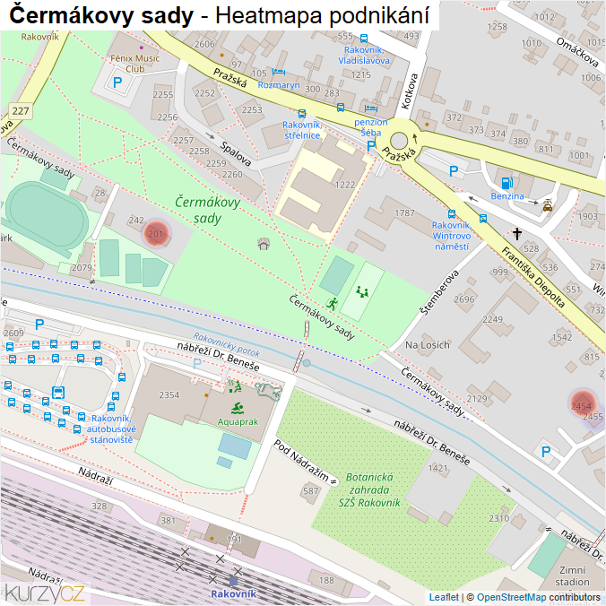 Mapa Čermákovy sady - Firmy v ulici.