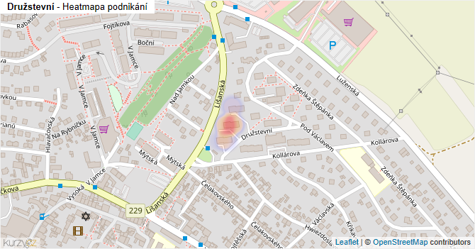 Družstevní - mapa podnikání