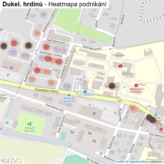 Mapa Dukel. hrdinů - Firmy v ulici.
