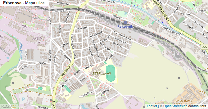 Erbenova - mapa ulice