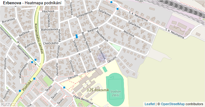 Erbenova - mapa podnikání