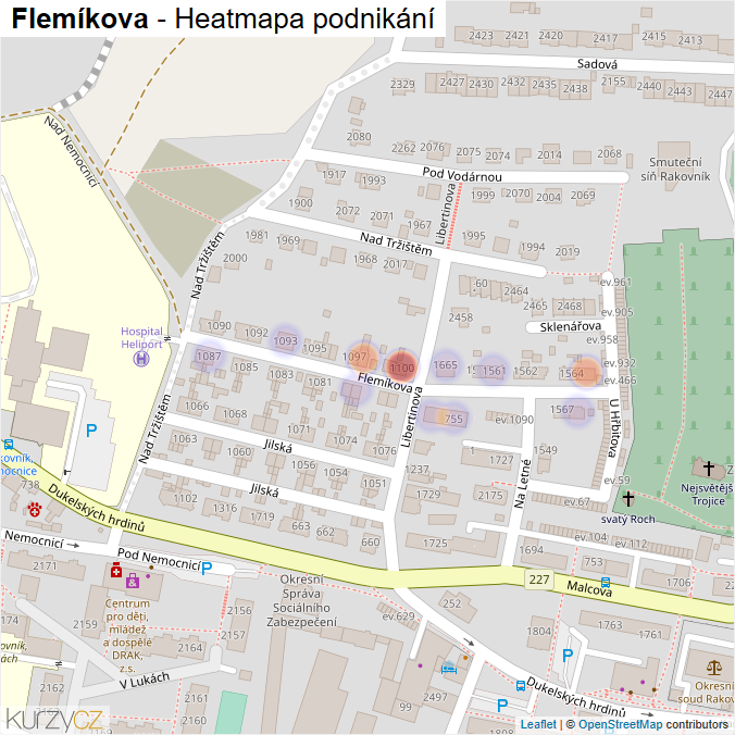 Mapa Flemíkova - Firmy v ulici.