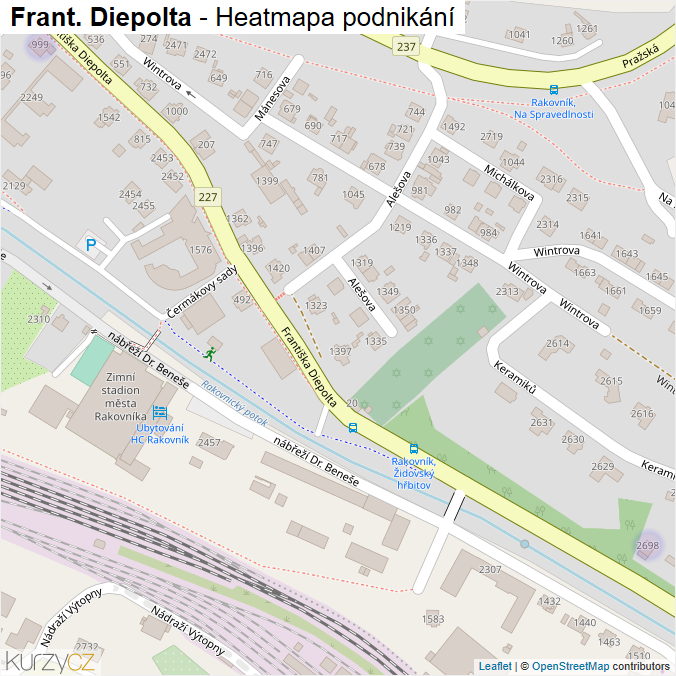 Mapa Frant. Diepolta - Firmy v ulici.