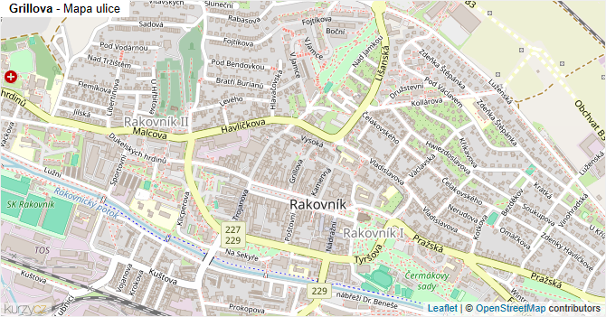 Grillova - mapa ulice