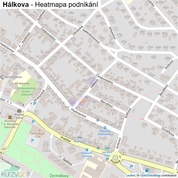 Mapa Hálkova - Firmy v ulici.