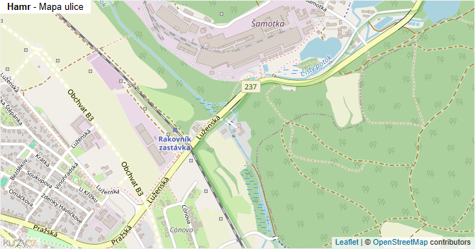 Hamr - mapa ulice