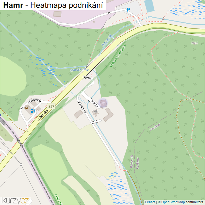 Mapa Hamr - Firmy v ulici.