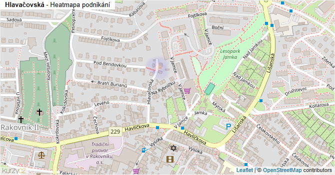 Hlavačovská - mapa podnikání