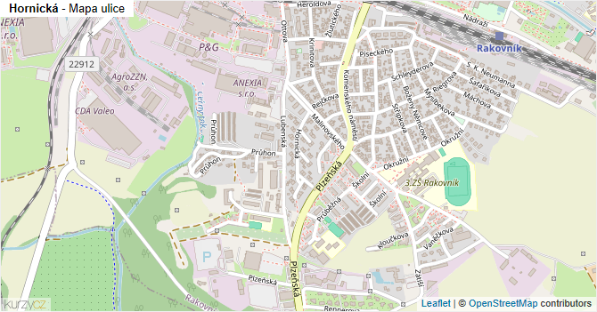 Hornická - mapa ulice