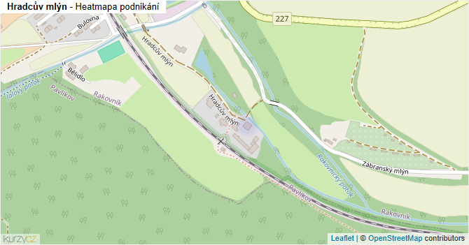 Hradcův mlýn - mapa podnikání