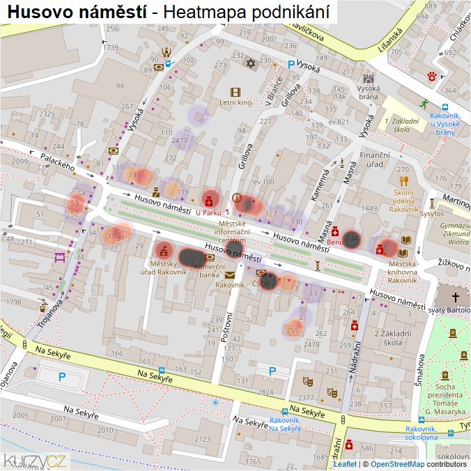 Mapa Husovo náměstí - Firmy v ulici.