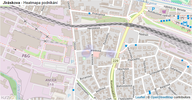 Jiráskova - mapa podnikání
