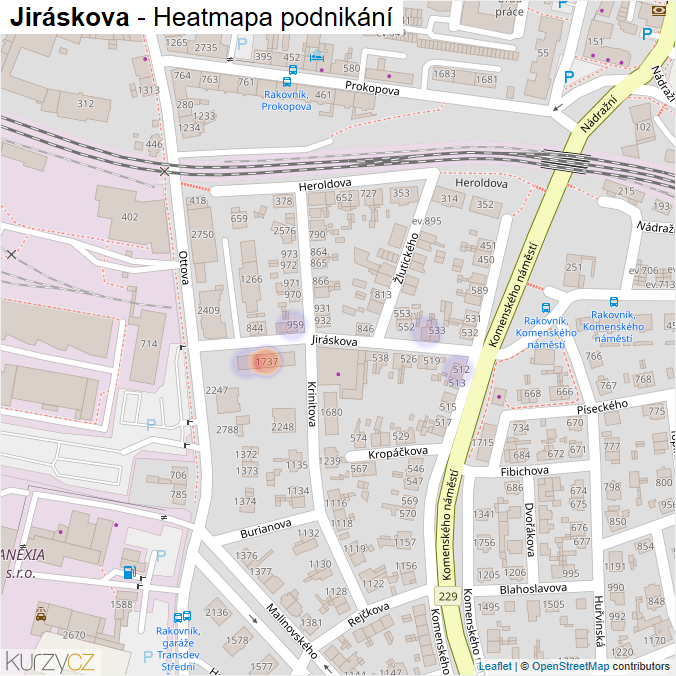 Mapa Jiráskova - Firmy v ulici.
