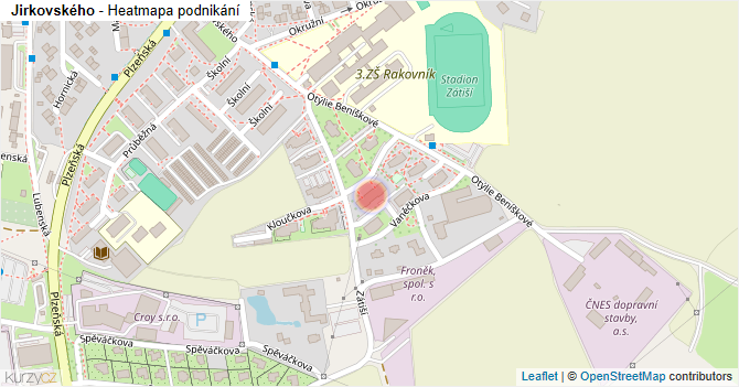 Jirkovského - mapa podnikání