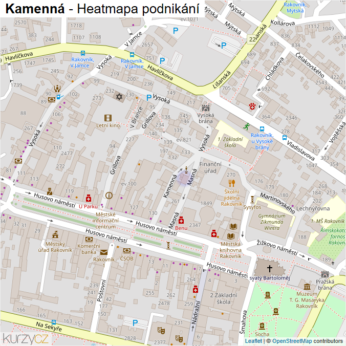 Mapa Kamenná - Firmy v ulici.