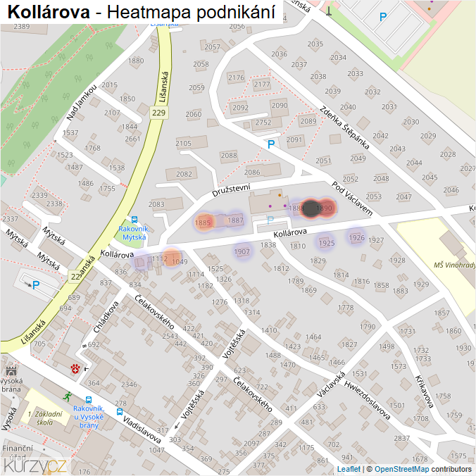 Mapa Kollárova - Firmy v ulici.