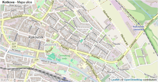 Kotkova - mapa ulice