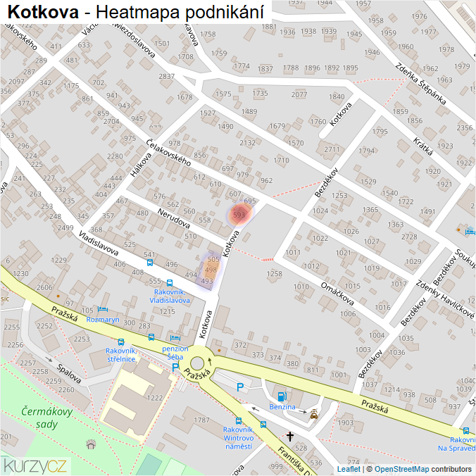 Mapa Kotkova - Firmy v ulici.