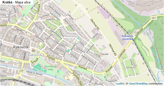 Krátká - mapa ulice
