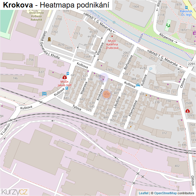 Mapa Krokova - Firmy v ulici.
