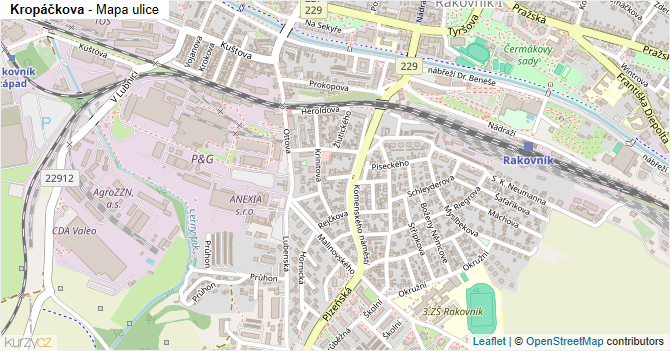 Kropáčkova - mapa ulice