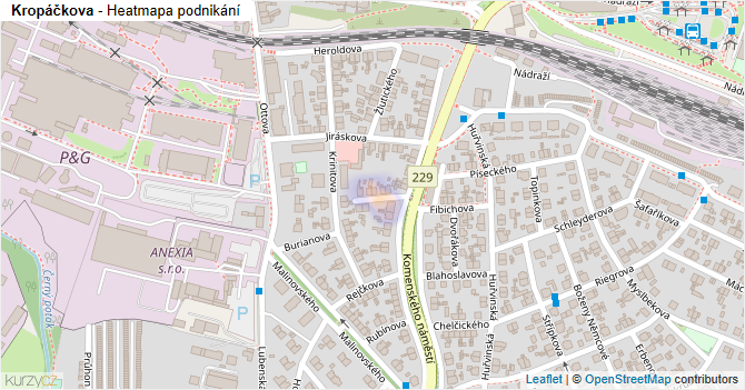 Kropáčkova - mapa podnikání
