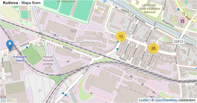 Kuštova - mapa firem