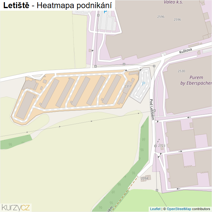 Mapa Letiště - Firmy v ulici.