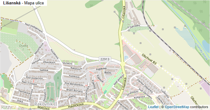 Lišanská - mapa ulice