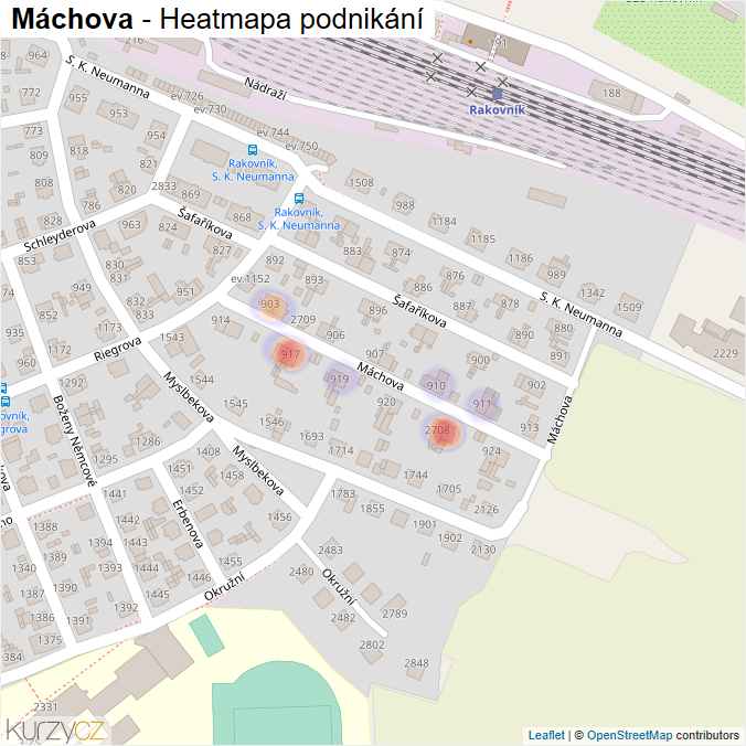 Mapa Máchova - Firmy v ulici.