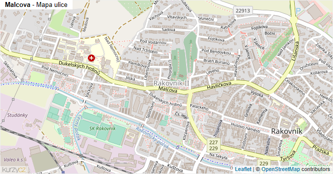 Malcova - mapa ulice
