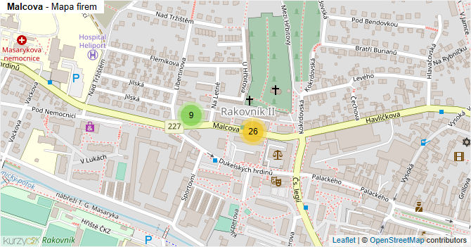 Malcova - mapa firem