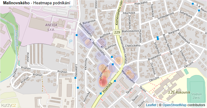 Malinovského - mapa podnikání