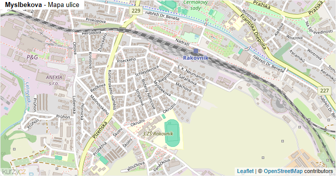Myslbekova - mapa ulice