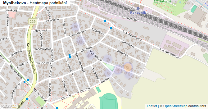 Myslbekova - mapa podnikání