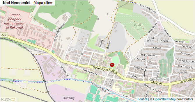 Nad Nemocnicí - mapa ulice