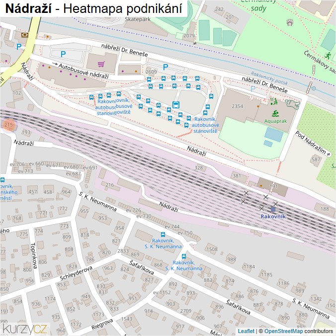Mapa Nádraží - Firmy v ulici.
