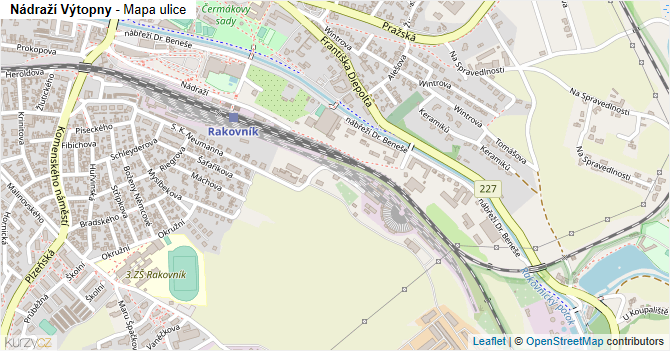 Nádraží Výtopny - mapa ulice