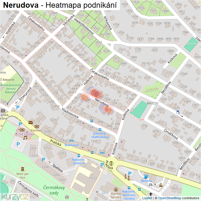 Mapa Nerudova - Firmy v ulici.
