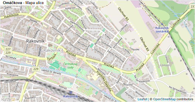 Omáčkova - mapa ulice