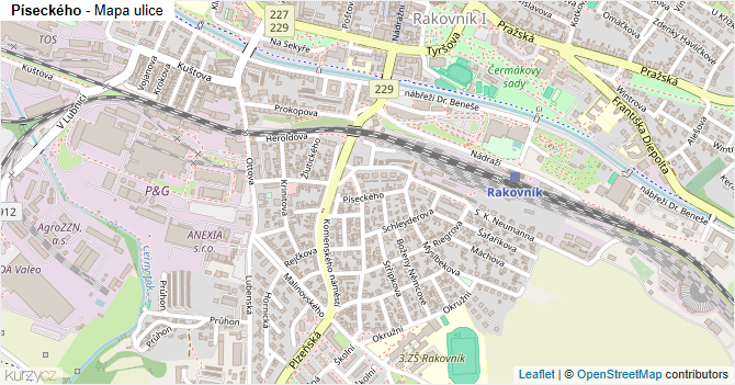 Píseckého - mapa ulice