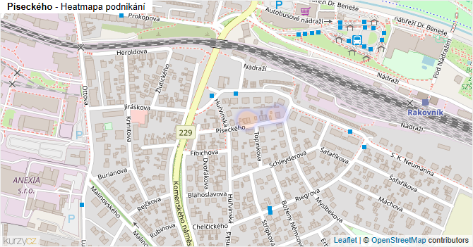 Píseckého - mapa podnikání