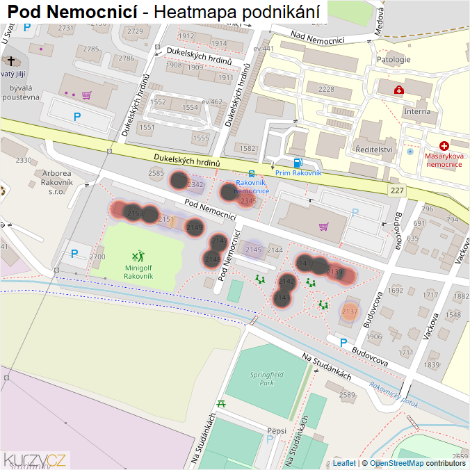 Mapa Pod Nemocnicí - Firmy v ulici.