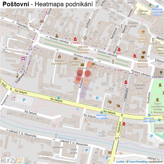 Mapa Poštovní - Firmy v ulici.