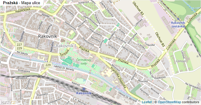 Pražská - mapa ulice