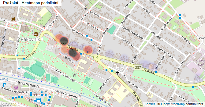 Pražská - mapa podnikání