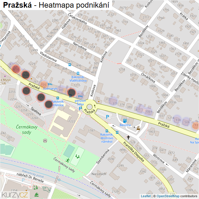 Mapa Pražská - Firmy v ulici.