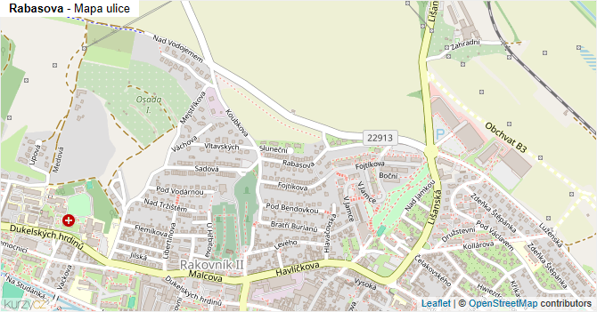 Rabasova - mapa ulice