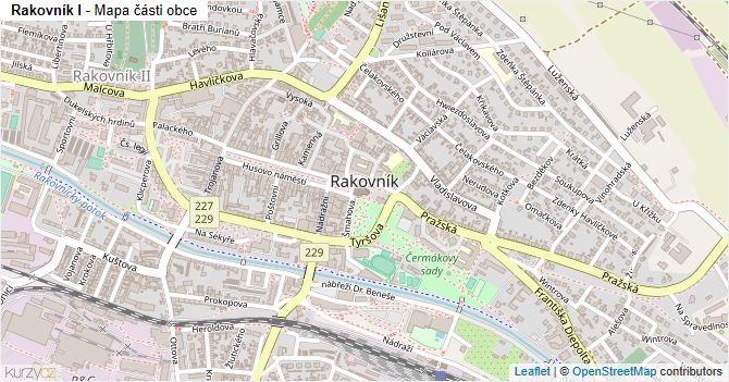 Rakovník I - mapa části obce