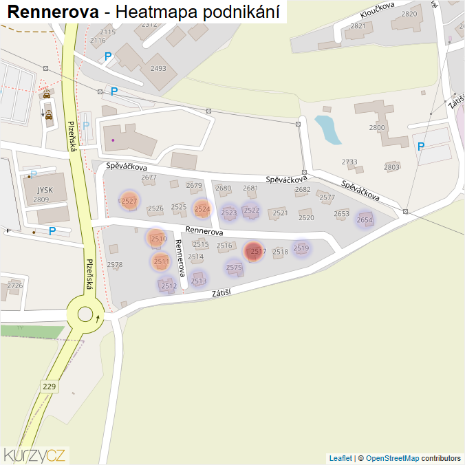 Mapa Rennerova - Firmy v ulici.